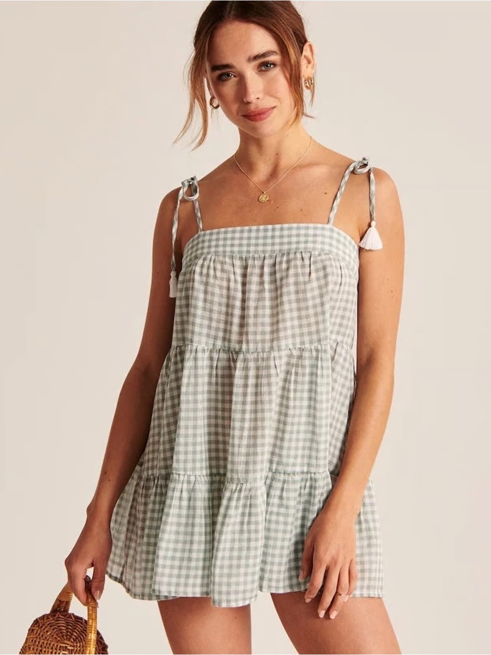 Abercrombie & Fitch - Green + White Trapeze Coverup Dress
